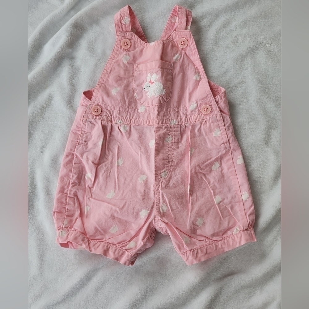 Just One You pink bunny print overalls 3m